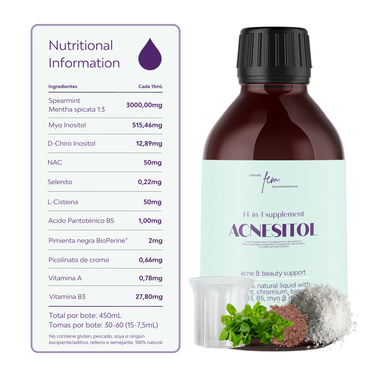 ACNESITOL MINT 3000mg 14-in-1 | Acne & Facial Hair Control