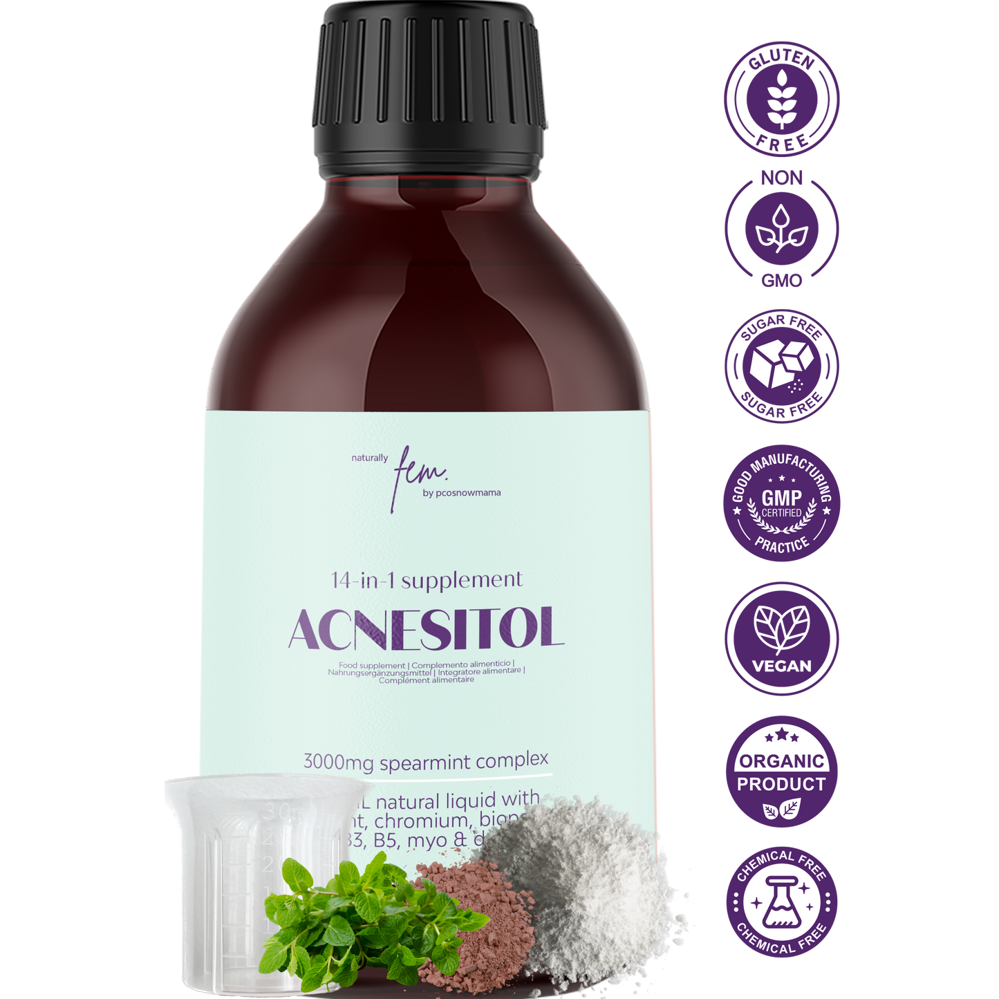ACNESITOL MINT 3000mg 14-in-1 | Acne & Facial Hair Control