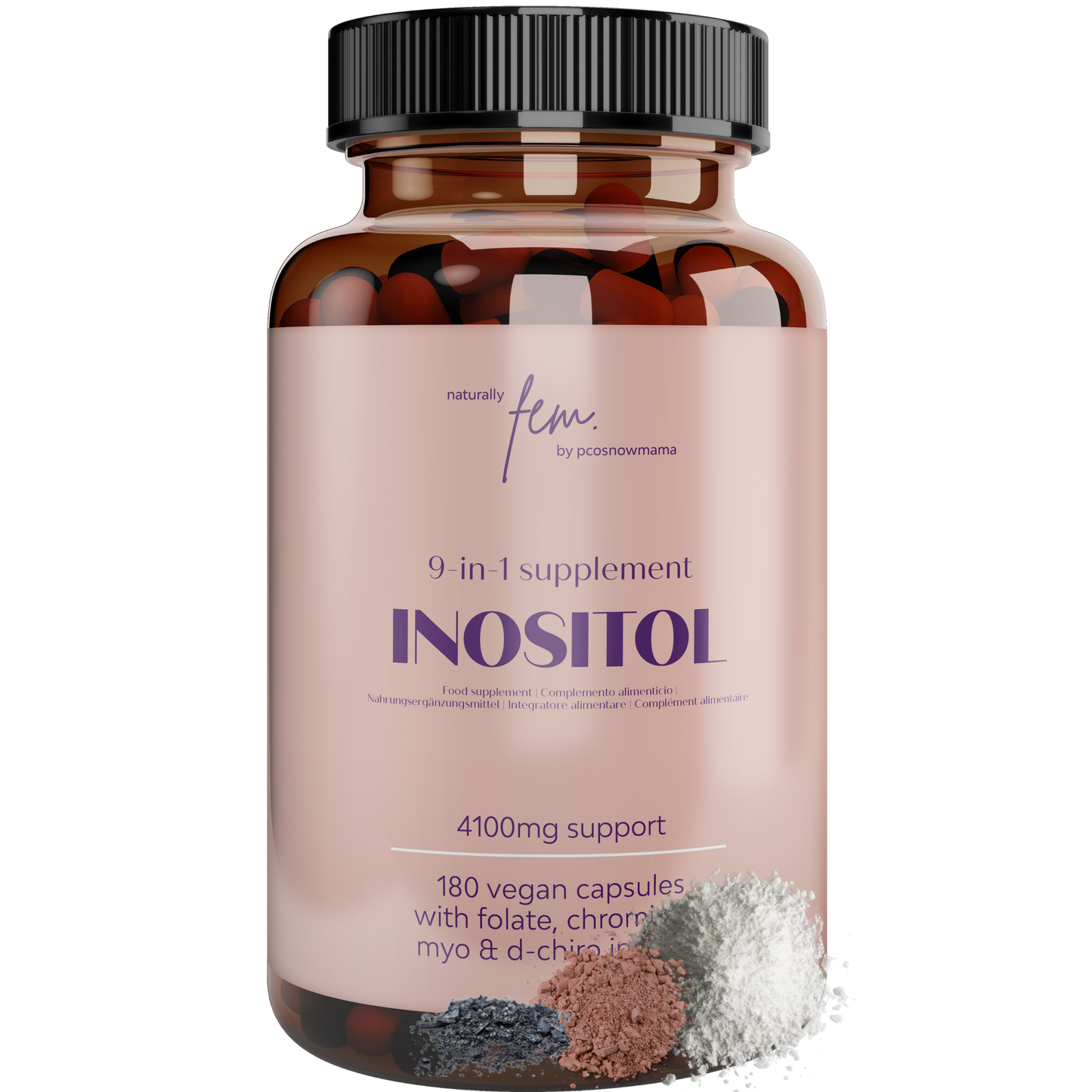Inositolo Fem 4100mg PCOS Capsule Vegane 9 in 1 | Myo e D-Chiro Inositolo con folato e cromo