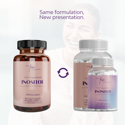 Inositol Fem 4100 mg PCOS Cápsulas veganas 9 en 1 | Myo y D-Chiro Inositol con folato y cromo