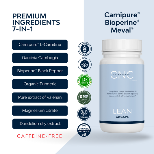 L-Carnitina CARNIPURE® Quemagrasas LEAN (32 noches) | Potente quemador de grasa nocturno 7 en 1 SIN CAFEÍNA